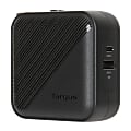 Targus® 65W GaN Wall Charger, Black, APA803GL 1 thumbnail image