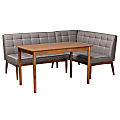 Baxton Studio Sanford 3-Piece Dining Nook Set, Gray/Walnut 1 thumbnail image