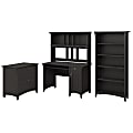 Bush Furniture Salinas Mission Desk With Hutch, Lateral File Cabinet And 5 Shelf Bookcase, Vintage Black, Standard Delivery 1 thumbnail image