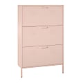 Ameriwood Home Systembuild Evolution Mission District 3-Door Locker-Style Metal Shoe Storage Cabinet, 49"H x 31-1/2"W x 10-1/4"D, Pale Pink 1 thumbnail image