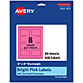Avery® Print-To-The-Edge Labels With Sure Feed® Technology And Easy Peel®, 94237-BPP80, Rectangle, 2" x 3", Matte Bright Pink, Pack of 640 1 thumbnail image
