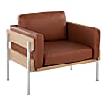 LumiSource Kari Farmhouse Faux Leather Accent Chair, White/Natural/Camel 1 thumbnail image
