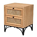 Baxton Studio Weslan Mid-Century Modern Industrial 2-Drawer End Table, 21-3/4”H x 17-3/4”W x 15-3/4”D, Natural Brown/Black 1 thumbnail image