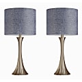 LumiSource Lenuxe Contemporary Table Lamps, 24-1/4”H, Gold Base/Blue & Gold Shade, Set Of 2 Lamps