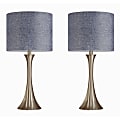 LumiSource Lenuxe Contemporary Table Lamps, 24-1/4”H, Gold Base/Blue & Gold Shade, Set Of 2 Lamps 1 thumbnail image