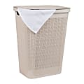 Mind Reader Linen Design Laundry Hamper with Lid, 60L, 23-1/2”H x 14-1/4”W x 18-1/4"L, Ivory
