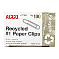 ACCO® Paper Clips, Box Of 100, No. 1, 90% Recycled, Silver 1 thumbnail image