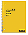 Just Basics® Spiral Notebook, 8" x 10-1/2", 1 Subject, Wide Ruled, 70 Sheets, Yellow