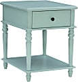 Powell Heaton Side Table With 1 Drawer And Shelf, 26"H x 20"W x 24"D, Blue