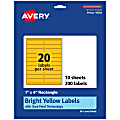 Avery® Printable Labels With Sure Feed® Technology, 94202-BYP10, Rectangle, 1" x 4", Matte Bright Yellow, Pack of 200 1 thumbnail image