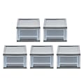 Iris® Stackable Storage Bins With Drawers, 5-13/16"H x 8-3/4"W x 12-3/4"D, Gray, Set Of 5 Bins