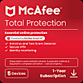McAfee® Total Protection Antivirus & Internet Security Software, For 5 Devices, 1-Year Subscription Auto-Renewal, Product Key 1 thumbnail image