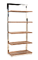 Coast to Coast Flannery Modern Solid Wood 75"H 5-Shelf Bookcase/Etagere, Brownstone/Stainless Steel