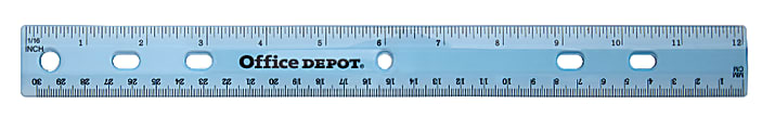 Office Depot® Brand Transparent Plastic Ruler For Binders, 12", Blue