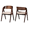 Baxton Studio Danton Dining Chairs, Beige/Walnut Brown, Set Of 2 Chairs
