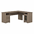 Bush® Furniture Cabot 72"W L-Shaped Computer Desk With Storage, Ash Gray, Standard Delivery