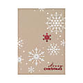 Personalized Designer Greeting Cards With Envelopes, FSC Certified, 5 5/8" x 7 7/8", 30% Recycled, Christmas Snowflakes On Kraft, Box Of 25