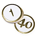 Taylor Table Numbers And Holders, 4-1/2", White/Gold, Set Of 40 Numbers