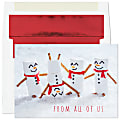 Custom Full-Color Holiday Greeting Cards With Foil-Lined Envelopes, 7-7/8" x 5-5/8", Merry Marshmallow Snowmen/Red-Lined Envelopes, Box Of 25 1 thumbnail image