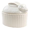 Martha Stewart Stoneware Sculpted Bunny Covered Oval Baker, 9”, Cream