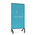 Ghent Pointe Non-Magnetic Dry-Erase Glassboard, 76-1/2” x 36-3/16”, Blue, Black Metal Frame