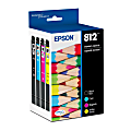 Epson® 812 DuraBrite® Ultra Black And Cyan, Magenta, Yellow Ink Cartridges, Pack Of 4, T812120-BCS 1 thumbnail image
