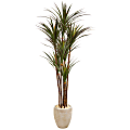 Nearly Natural Giant Yucca 68”H Artificial Plant With Planter, 78”H x 27”W x 23”D, Green/Beige