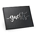 Taylor Party And Event Guest Book, Simple Script, 5-3/4" x 7-3/8", Black/Silver