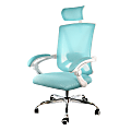 Elama Ergonomic Mesh Full-Back Adjustable Office Task Chair With Headrest, Blue/White