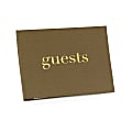 Taylor Party And Event Guest Book, Simple Script, 5-3/4" x 7-3/8", Natural Linen/Gold