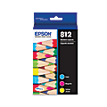 Epson® 812 DuraBrite® Ultra Cyan, Magenta, Yellow Ink Cartridges, Pack Of 3, T812520-S