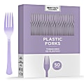 Amscan 8017 Solid Heavyweight Plastic Forks, Lavender, 50 Forks Per Pack, Case Of 3 Packs
