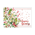 Personalized Designer Greeting Cards With Envelopes, FSC Certified, 7 7/8" x 5 5/8", Holly And Berries, Box Of 25
