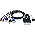 Aten CS22U 2-Port USB KVM Switch - 2 x 1 - 1 x Type A Mouse, 1 x Type A Keyboard, 2 x HD-15 Video 1 thumbnail image