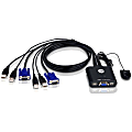 Aten CS22U 2-Port USB KVM Switch - 2 x 1 - 1 x Type A Mouse, 1 x Type A Keyboard, 2 x HD-15 Video