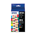 Epson® 812XL/812 DuraBrite® Ultra High-Yield Black And Cyan, Magenta, Yellow Ink Cartridges, Pack Of 4, T812XL-BCS