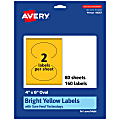 Avery® Print-To-The-Edge Labels With Sure Feed® Technology, 94057-BYP80, Oval, 4" x 6", Matte Bright Yellow, Pack of 160 1 thumbnail image