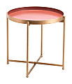 Zuo Modern Red Short End Table, Round, Pink/Gold