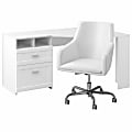 Bush Furniture Wheaton 60"W Reversible Corner Desk And Chair Set, Pure White, Standard Delivery 1 thumbnail image