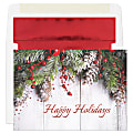 Custom Embellished Holiday Cards And Foil Envelopes, 7-7/8" x 5-5/8", Holiday Swag, Box Of 25 Cards