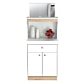 Inval Galley 2-Door Microwave/Kitchen Storage Cabinet, 47”H x 23”W x 16”D, White/Vienes Oak