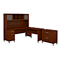 Bush Furniture Somerset 72"W 3 Position Sit to Stand L Shaped Desk With Hutch And File Cabinet, Hansen Cherry, Standard Delivery