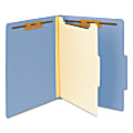 Smead® Top-Tab Color Classification Folders, Letter Size, 2" Expansion, 1 Divider, Blue, Box Of 10