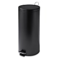 Honey-Can-Do Round Steel Step Trash Can With Bucket, 7.9 Gallons, 27 3/4"H x 13"W x 13"D, Matte Black