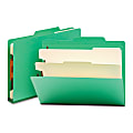 Smead® Top-Tab Color Classification Folders, Letter Size, 2" Expansion, 2 Dividers, Green, Box Of 10