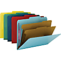 Smead® Colored Pressboard Classification Folders with SafeSHIELD®, 8-1/2" x 11", 2" Expansion, Assorted Colors, Box Of 10