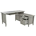Inval Promo 60"W L-Shaped Corner Desk Workstation, Smoke Oak 1 thumbnail image