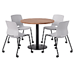 KFI Studios Proof Cafe Round Pedestal Table, Includes 4 Chairs, 29”H x 36”W x 36”D, River Cherry Top/Black Base/Light Gray Chairs - 840031939203 1 thumbnail image