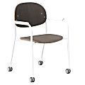 KFI Studios Tioga Guest Chair With Arms And Casters, Dark Chestnut/White