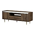 South Shore Hype TV Stand, 23-1/4”H x 60-3/4”W x 18-1/4”D, Natural Walnut/Faux Carrara Marble